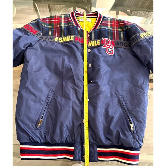 Dolce & Gabbana Kids Panelled Logo Patch Bomber Jacket In Blue 11/12Y - Picture 13 of 15